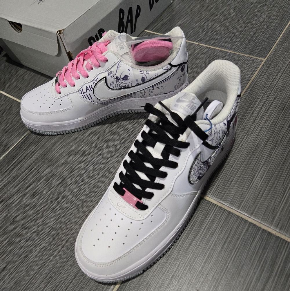 Custom Boo/DBZ Nike Air Force 1 White and Gray - Picture 3 of 15